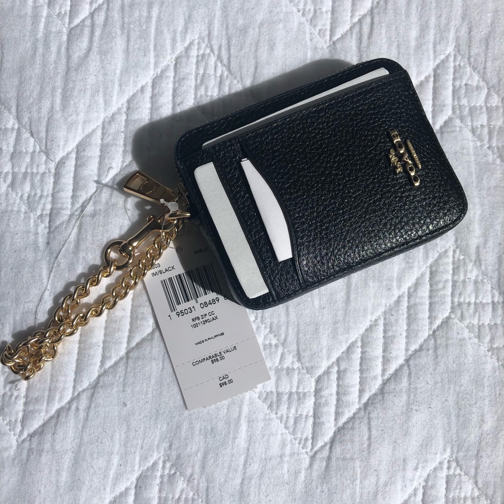 NWT COACH Leather Zip Card Case